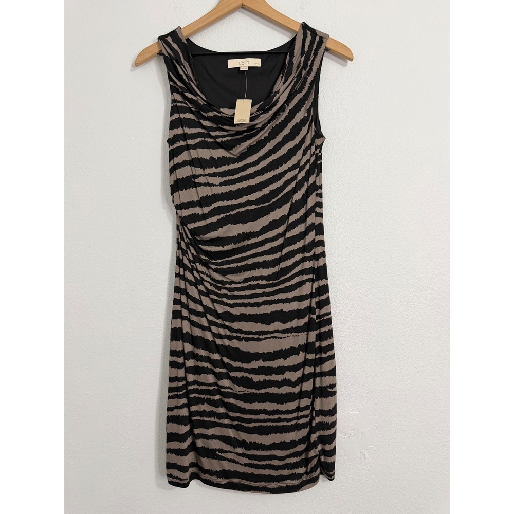 NWT - Ann Taylor Loft - Zebra Animal Print‎ Sleeveless Dress Petite Small
